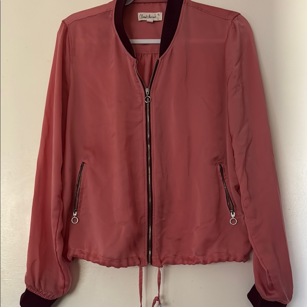 Cloud Chaser Pink Bomber Jacket with Elasticized Waistband